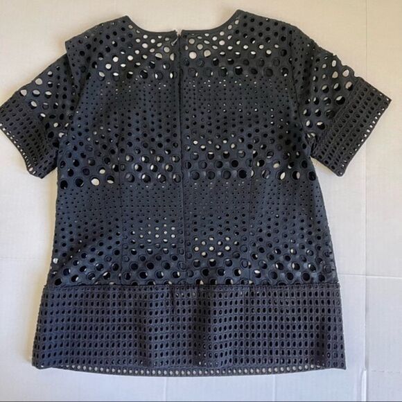 Eyelet Embroided Top -Short Sleeve - Black - Size Small - Picture 2 of 5